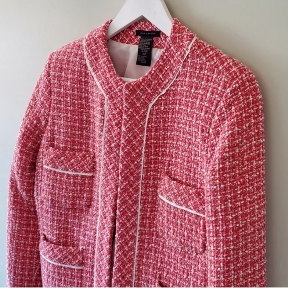 Anne Carson S Barbiecore Elle Woods Dainty Preppy Boucle Silk Tweed Blazer - Picture 7 of 13